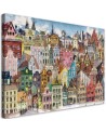 Children's room pictures on canvas  - Colourful city | FEEBY