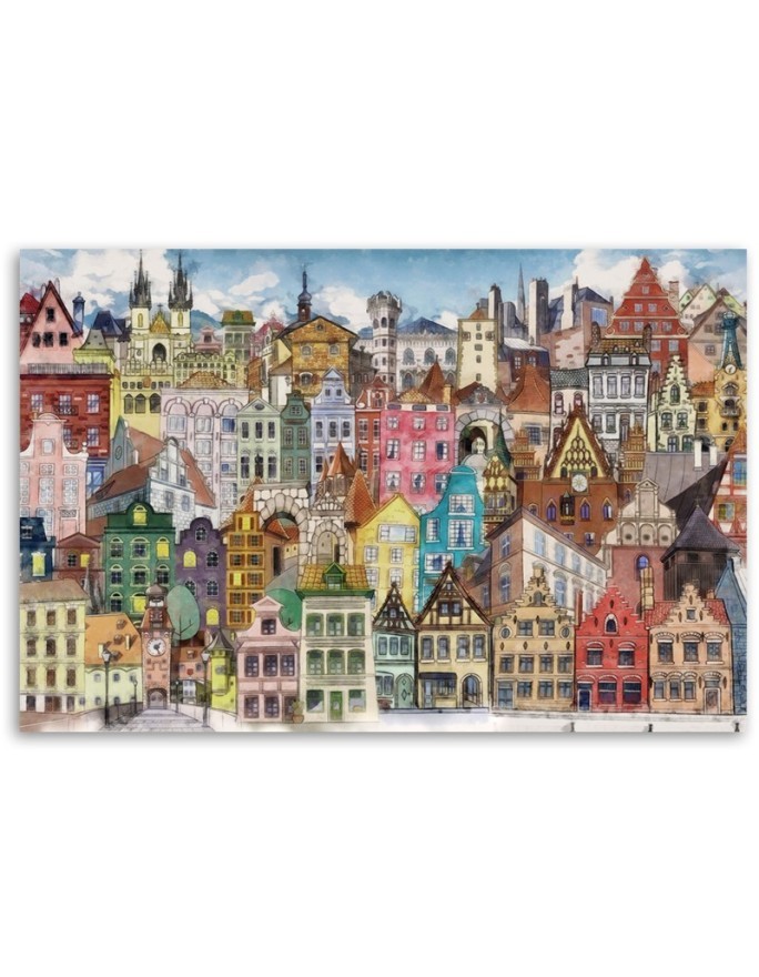 Children's room pictures on canvas  - Colourful city | FEEBY