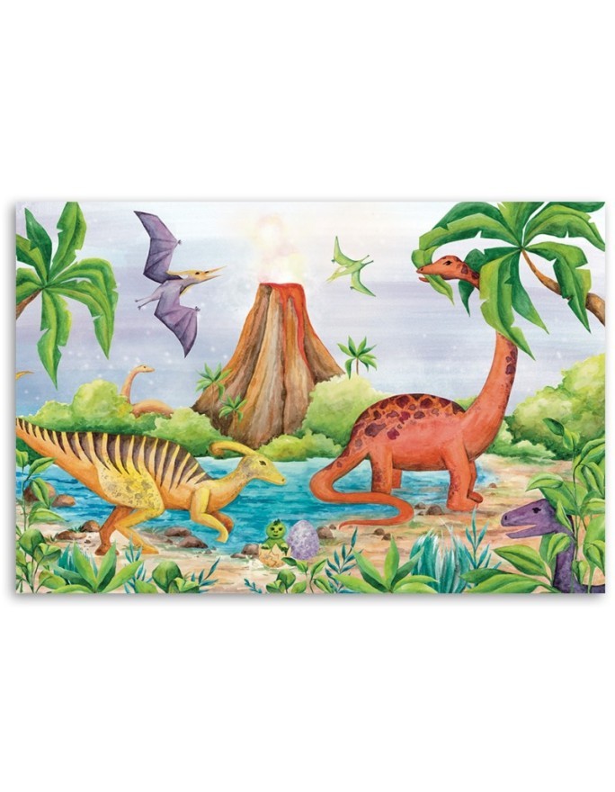 Decorative Canvas prints for children's room - Dinosaurs at the lake | FEEBY