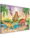 Decorative Canvas painting for Kids room - Dinosaurs at the lake | FEEBY