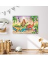 Decorative Canvas painting for Kids room - Dinosaurs at the lake | FEEBY