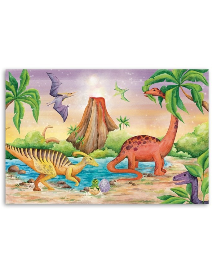 Decorative Canvas painting for Kids room - Dinosaurs at the lake | FEEBY