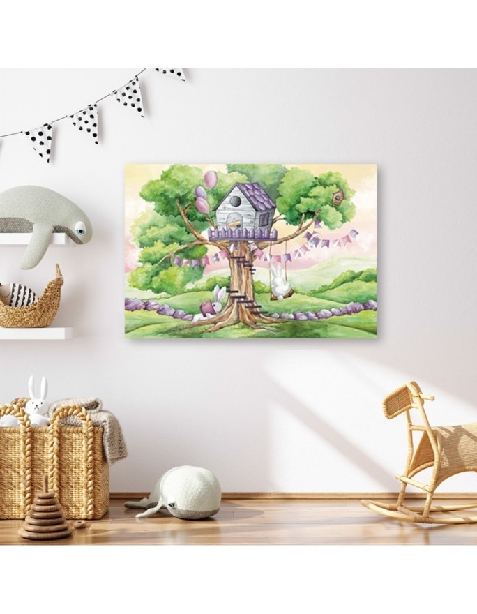 Canvas prints for Kids room - White rabbits hut in the tree | FEEBY