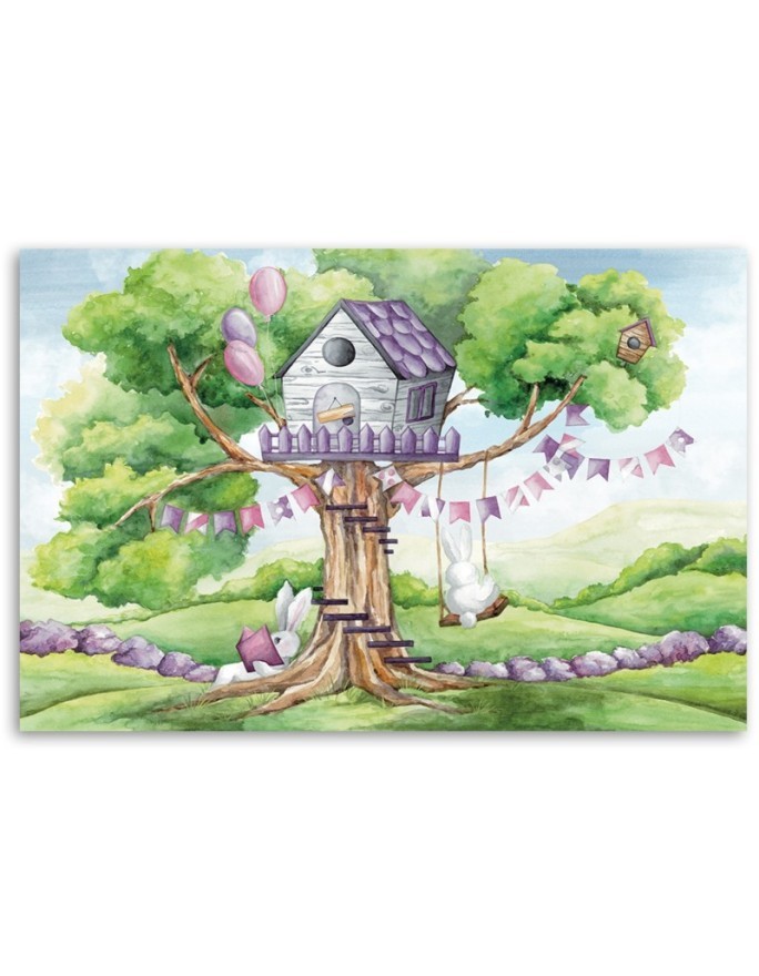 Canvas prints for Kids room - White rabbits hut in the tree | FEEBY