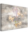 Canvas prints for children - Hot air balloon flying house and fish | FEEBY