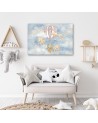Canvas prints for children - Hot air balloon flying house and fish | FEEBY