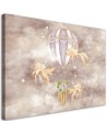 Canvas prints for children - Hot air balloon flying house and fish | FEEBY