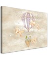Canvas prints for children - Hot air balloon flying house and fish | FEEBY