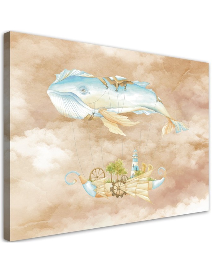 Canvas print Whale and ship