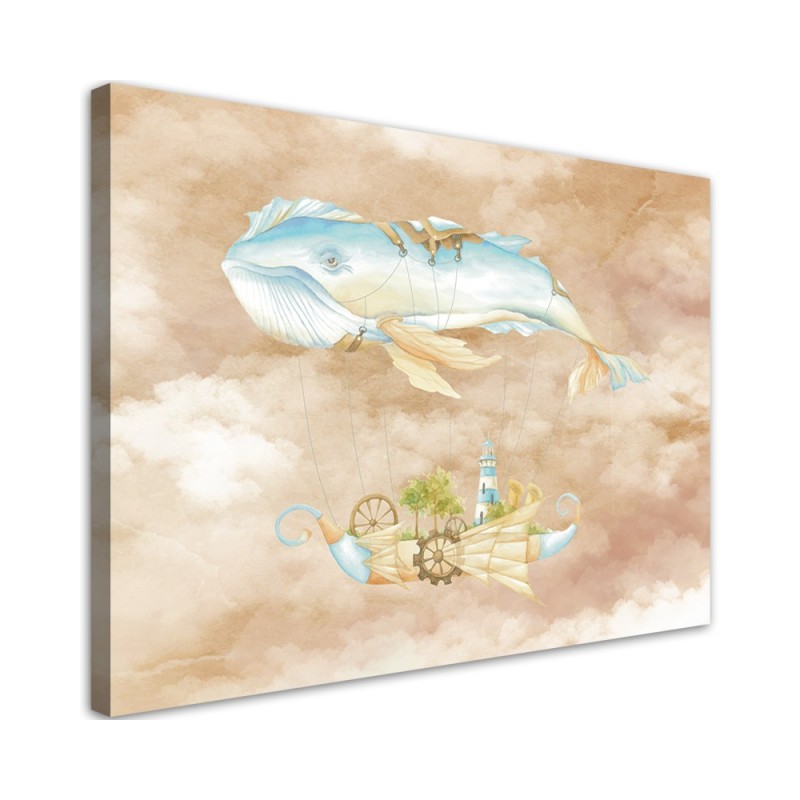 Children's Canvas prints - Flying whale and ship | FEEBY