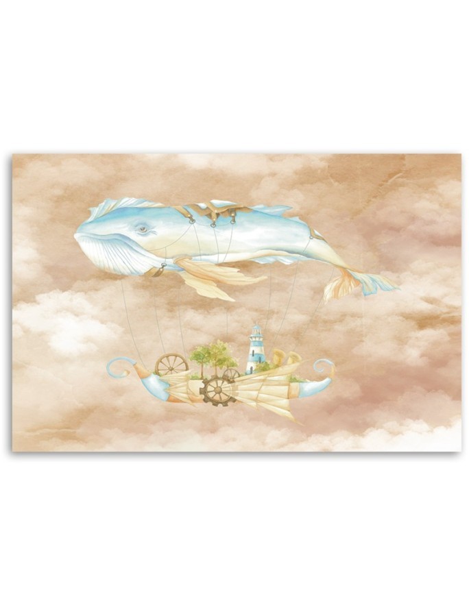 Children's Canvas prints - Flying whale and ship | FEEBY
