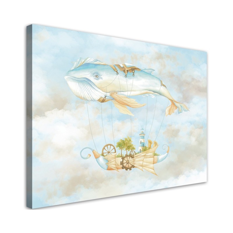 Children's Canvas prints - Flying whale and ship | FEEBY