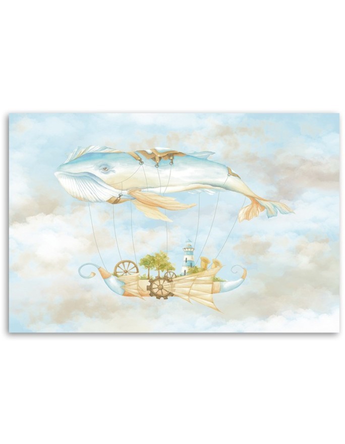 Children's Canvas prints - Flying whale and ship | FEEBY