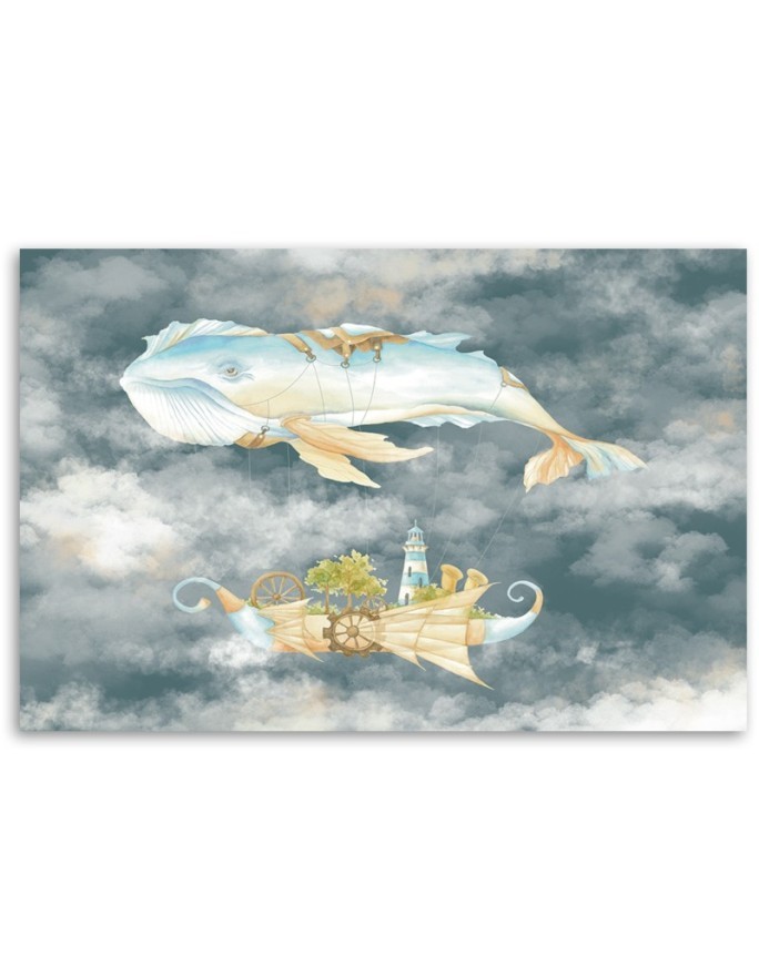 Children's Canvas prints - Flying whale and ship | FEEBY