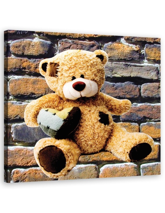 Canvas prints for children's room - Plush teddy bear with heart | FEEBY