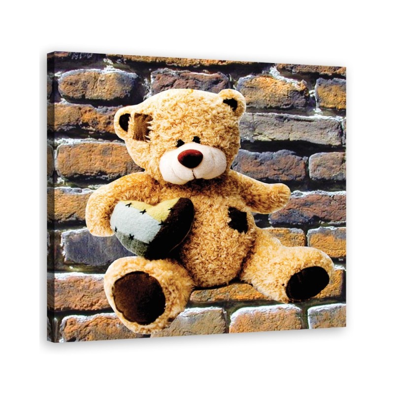 Canvas prints for children's room - Plush teddy bear with heart | FEEBY