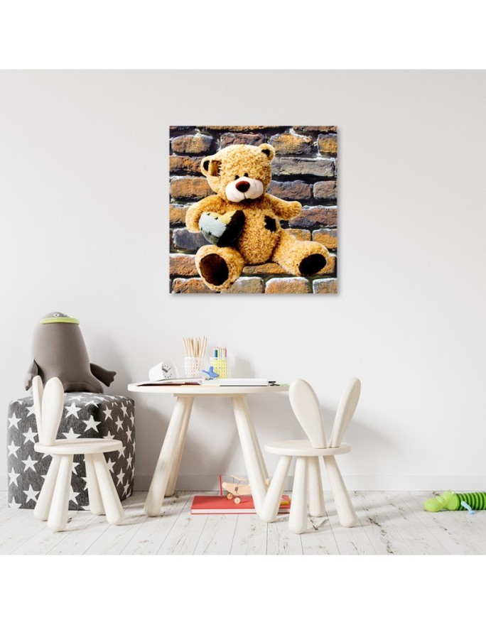 Canvas prints for children's room - Plush teddy bear with heart | FEEBY