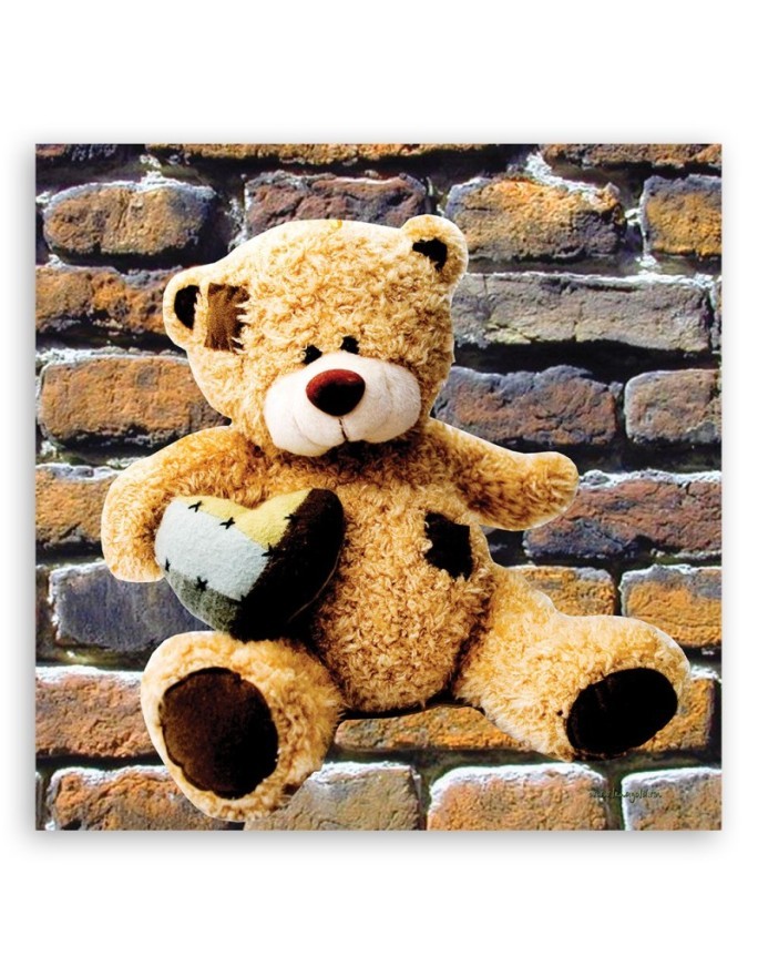 Canvas prints for children's room - Plush teddy bear with heart | FEEBY