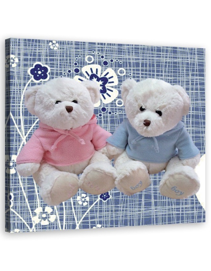 Children's room painting - Two plush teddy bears | FEEBY