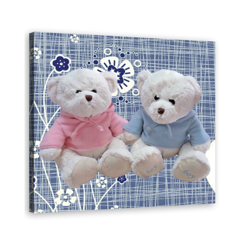 Children's room painting - Two plush teddy bears | FEEBY