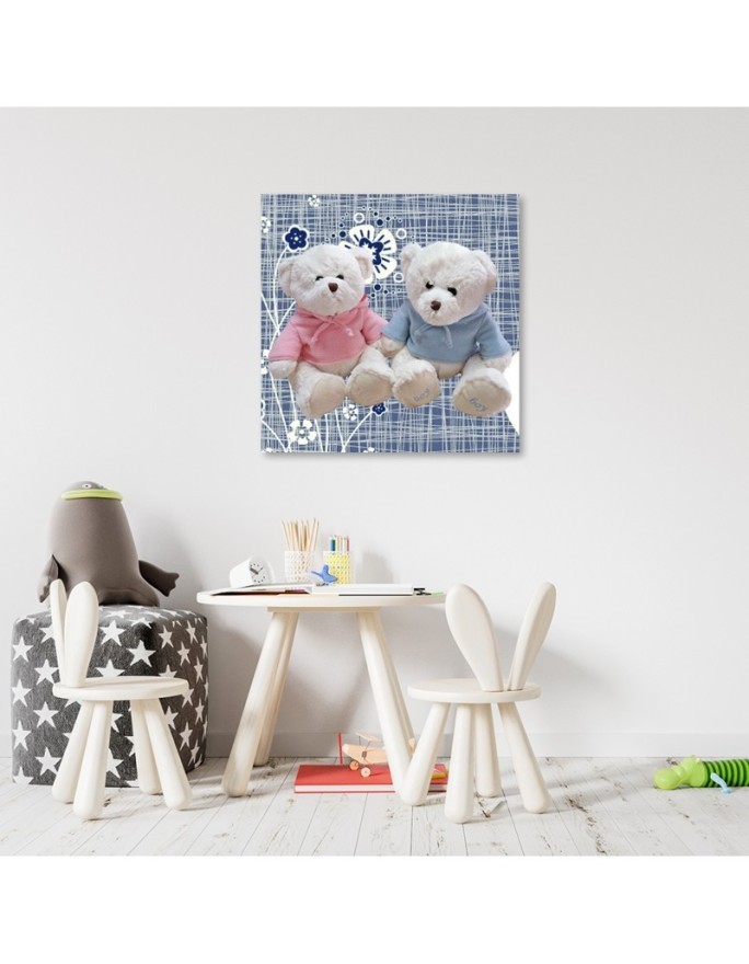Children's room painting - Two plush teddy bears | FEEBY