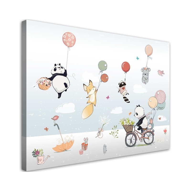 Canvas prints for children - Colourful animals with balloons | FEEBY