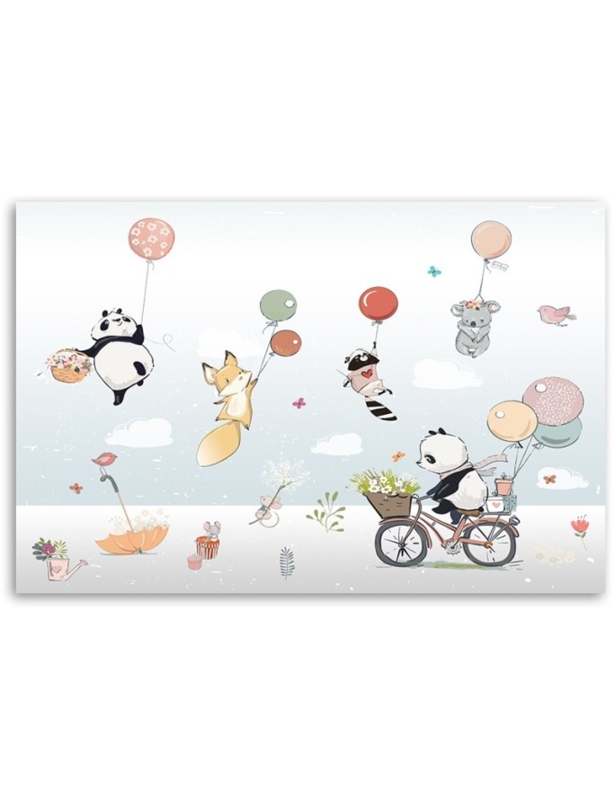 Canvas prints for children - Colourful animals with balloons | FEEBY