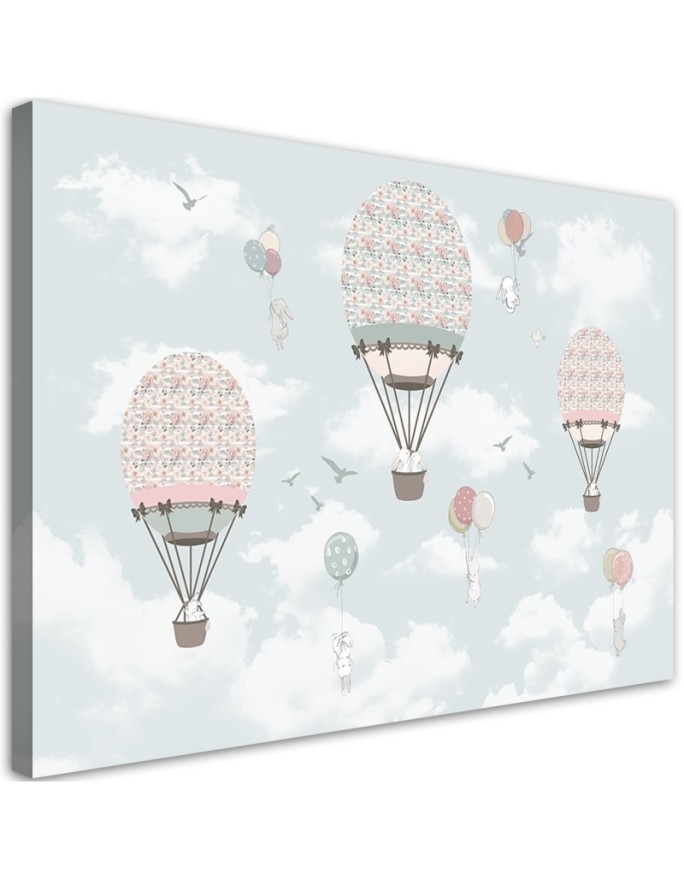 Children's Canvas prints - Colourful animals with balloon flight | FEEBY