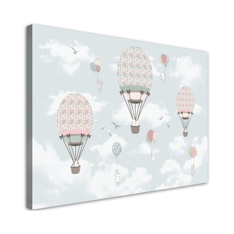 Children's Canvas prints - Colourful animals with balloon flight | FEEBY