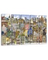 Five-piece canvas painting - Happy city | FEEBY