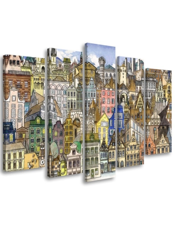 Fashionable painting for children 5 parts - Merry city | FEEBY