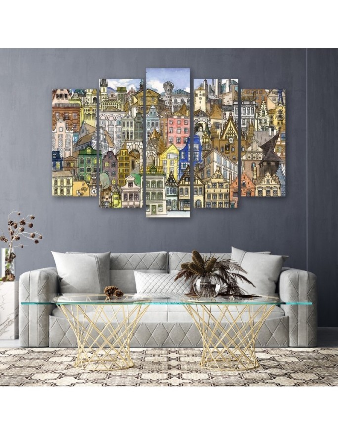 Fashionable painting for children 5 parts - Merry city | FEEBY