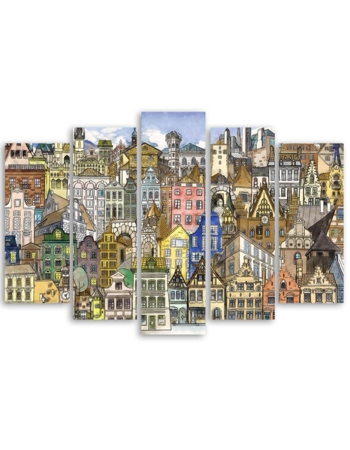 Fashionable painting for children 5 parts - Merry city | FEEBY