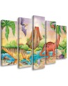 Children's room painting five-part - Dinosaurs by the lake | FEEBY