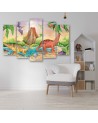 Children's room painting five-part - Dinosaurs by the lake | FEEBY