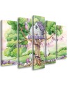 Children's painting 5-piece - White rabbits treehouse | FEEBY