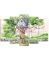 Children's painting 5-piece - White rabbits treehouse | FEEBY