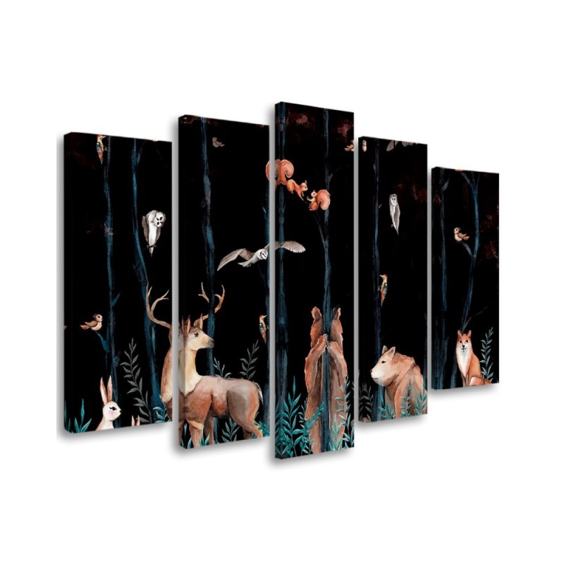 Children's painting five parts - Forest animals deer bear fox | FEEBY