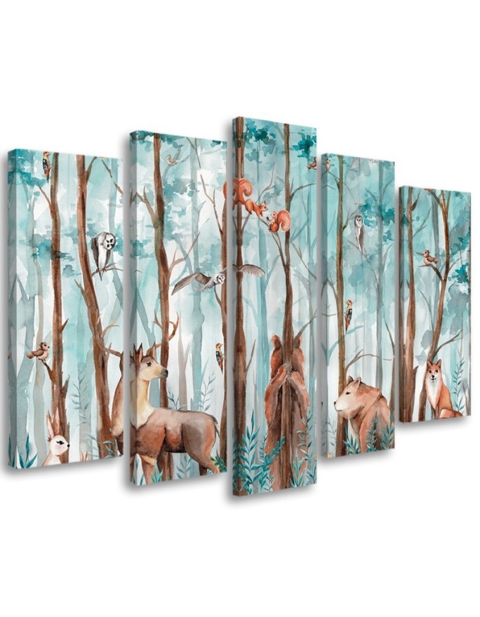 Children's painting 5-part - Forest animals deer bear fox | FEEBY
