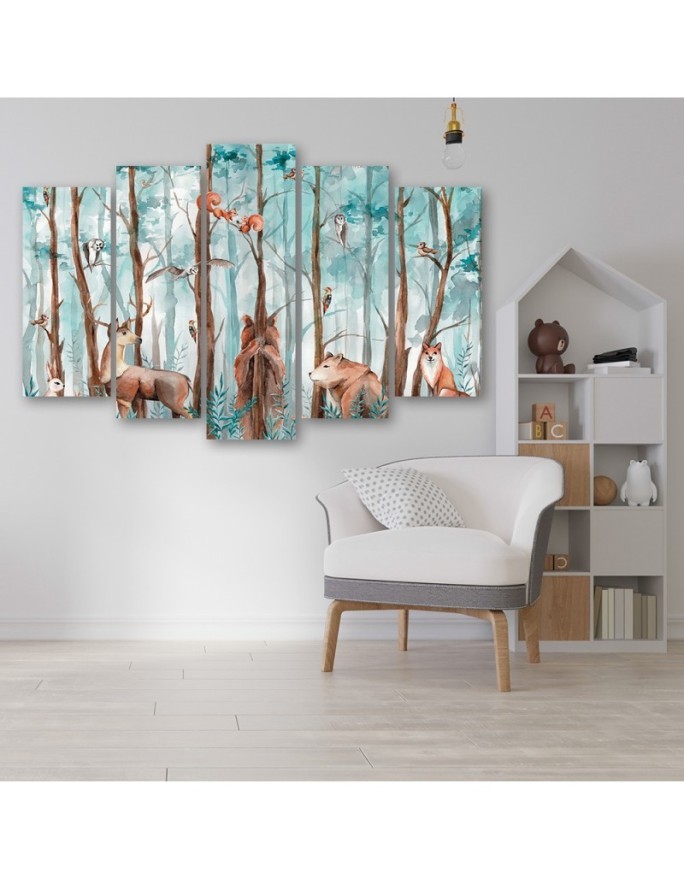 Children's painting 5-part - Forest animals deer bear fox | FEEBY