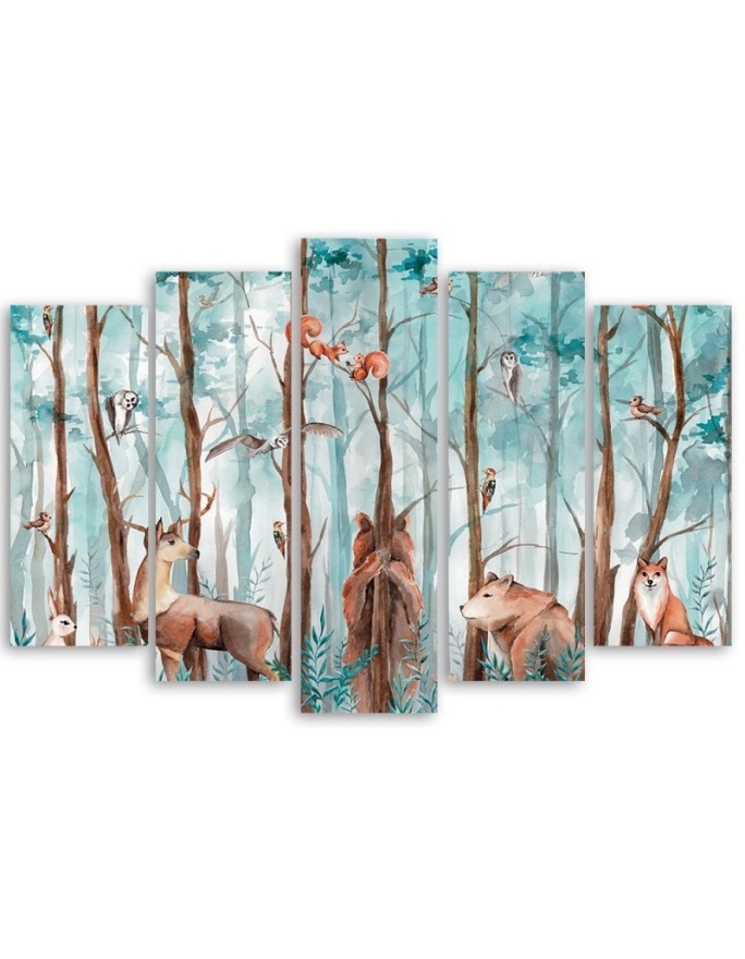 Children's painting 5-part - Forest animals deer bear fox | FEEBY