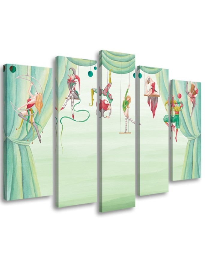 Children's room painting 5 parts - Circus acrobats | FEEBY