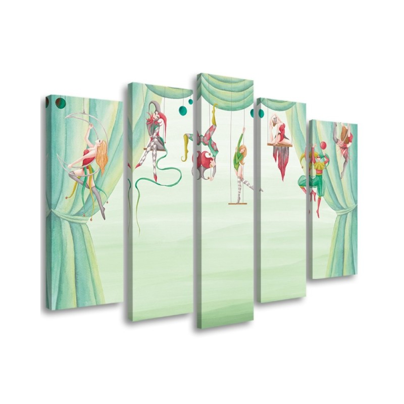 Children's room painting 5 parts - Circus acrobats | FEEBY