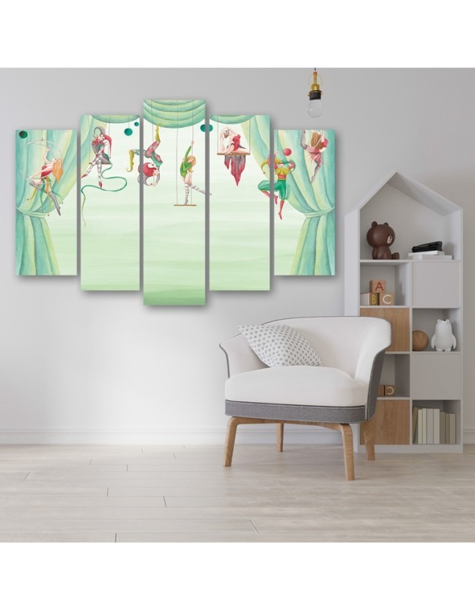 Children's room painting 5 parts - Circus acrobats | FEEBY