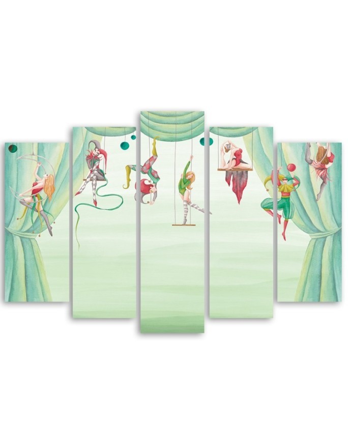Children's room painting 5 parts - Circus acrobats | FEEBY
