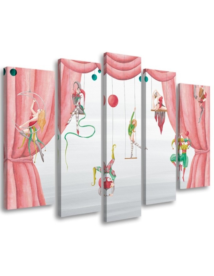 Canvas print for children's room 5 parts - Circus acrobats | FEEBY