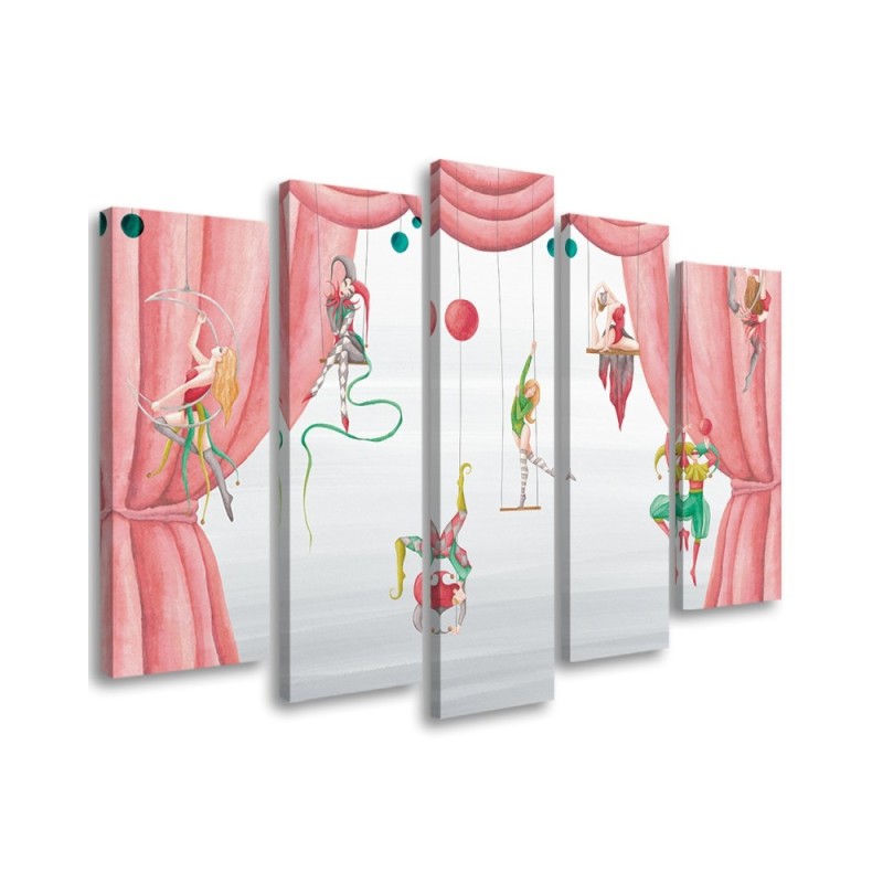 Canvas print for children's room 5 parts - Circus acrobats | FEEBY