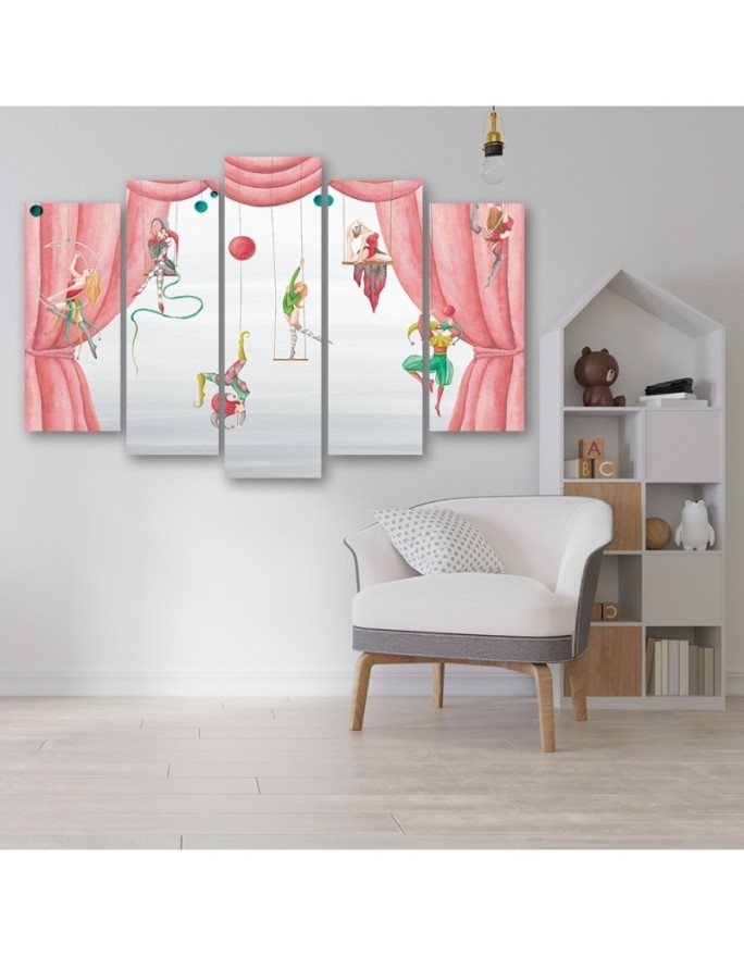 Canvas print for children's room 5 parts - Circus acrobats | FEEBY
