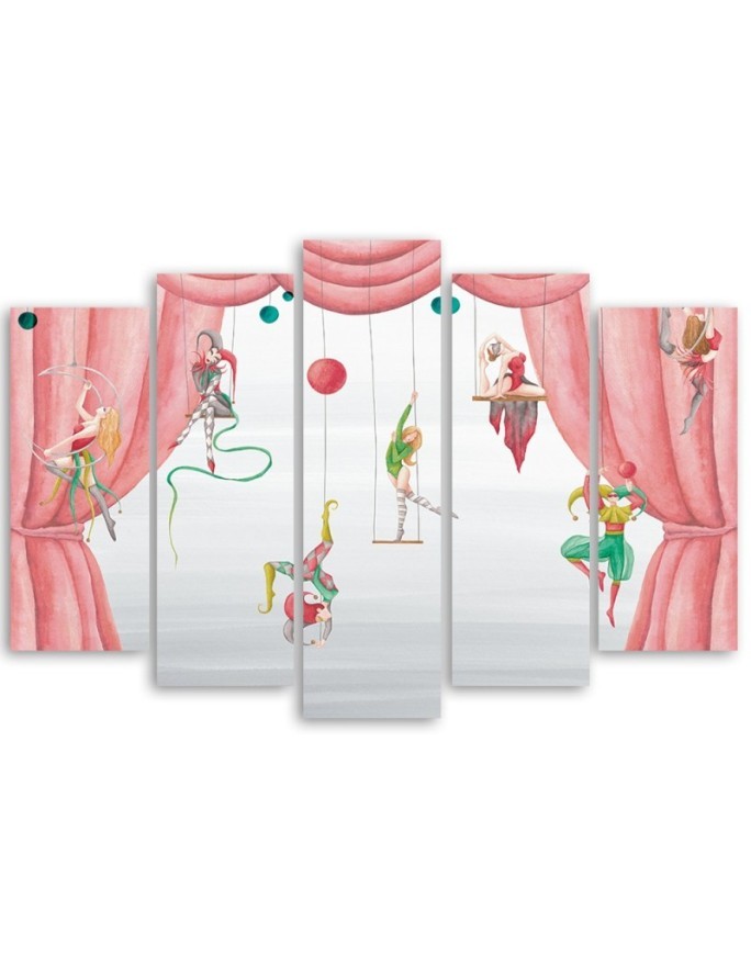 Canvas print for children's room 5 parts - Circus acrobats | FEEBY