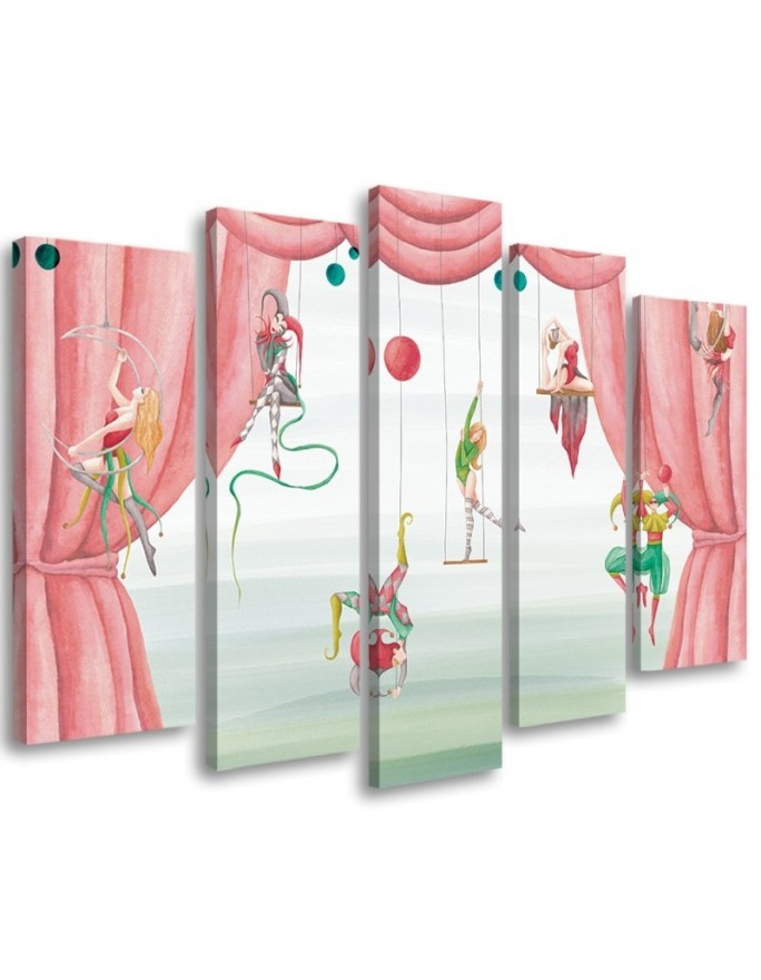 Canvas print for children's room 5 parts - Acrobats circus | FEEBY